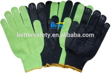 10G Green Polyester with PVC Dots Palm Hand Gloves China