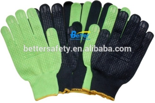 10G Green Polyester with Green PVC Dots Palm Hand Gloves China