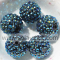 20 * 22 MM donkerblauw AB massief acryl ronde kralen hars strass voor sieraden