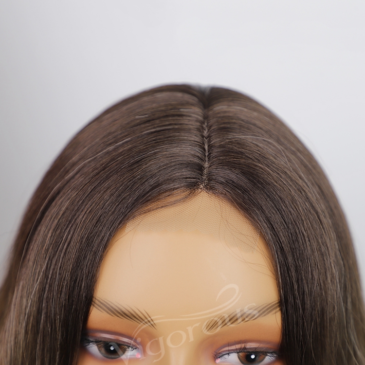 Top Quality Cheap Wholesale Vendor Heat Resistant Synthetic Fiber Lace Hair Wig Ombre Brown Dark Root Curly Long Body Wavy Women