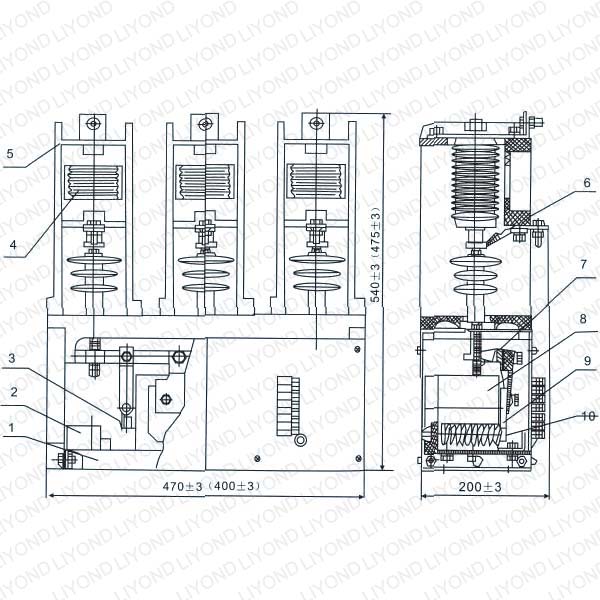 High quality CKG3-12KV Series Single Pole Permanent Mgnet Vacuum Contactor