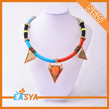 Multi Color Glass Bead Necklace Colorful Chain Necklace,Triangle pendant Necklace