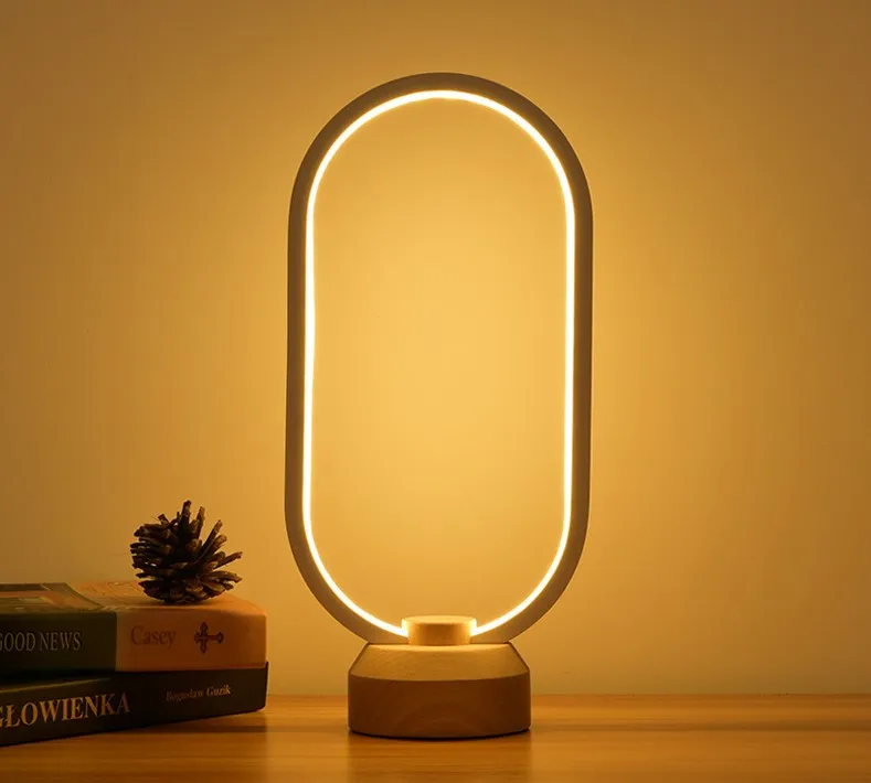 Best Birthday Present Wooden Night Light Modern Style Wood Bedside Table Lamp