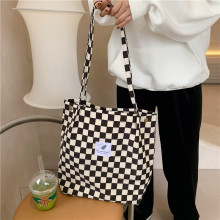 Custom Lattice Durable Reusable Canvas Tote Shopping Bag