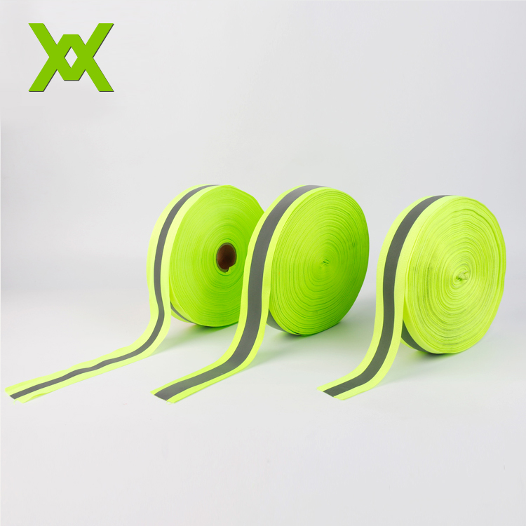 wholesale green reflective webbing tape safety reflective fabric tape