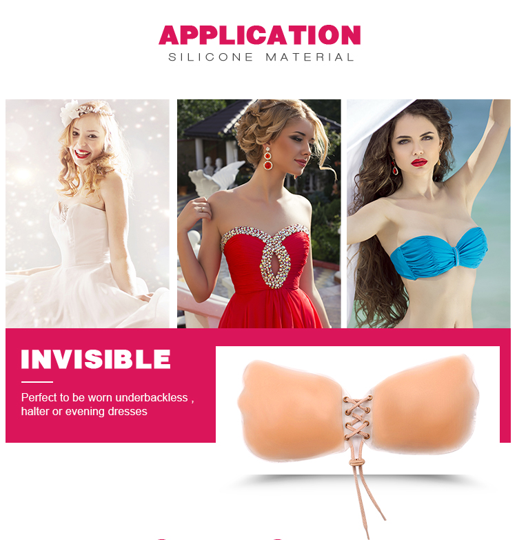 Wedding Sticky Women Matte Mango Bra Self Adhesive Front Buckle Lift Silicone Invisible Silicon Strapless Backless Bra