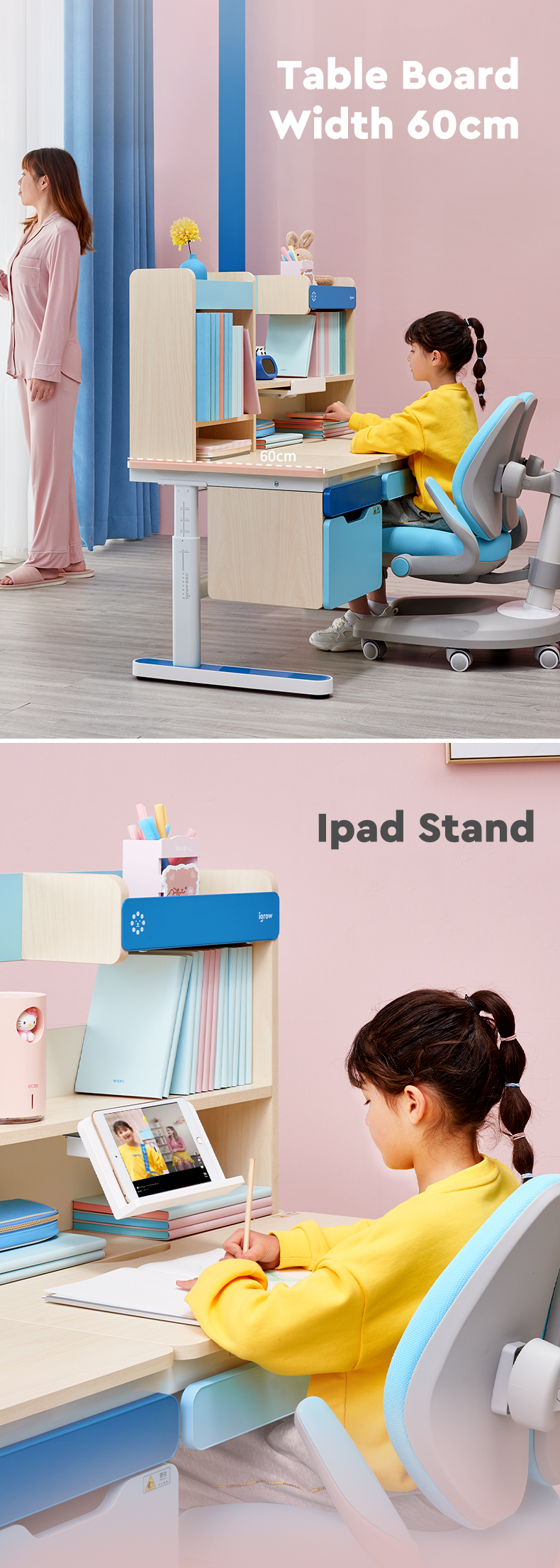 height adjustable study table and chair