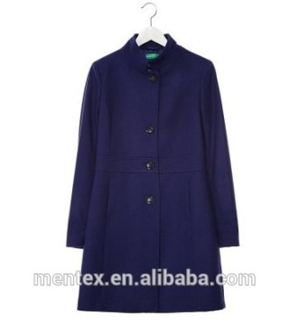 lady's navy overcoat in the winter