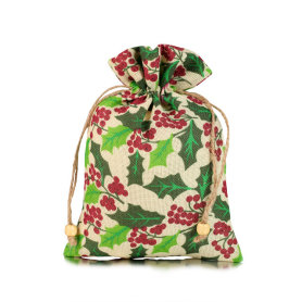 Wholesale cheap floral prints flax drawstring bag