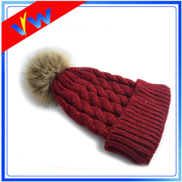 Custom Blank Twist Texture Knitted Pompom Hat