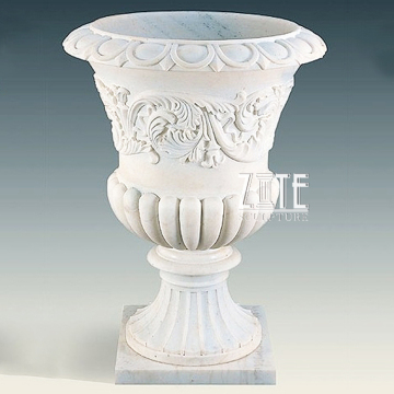 Outdoor decoration white marble planter flowerpot stone garden pot