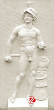 Nude man outdoor wall relief sculpture