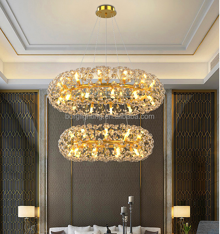 New Stylish Double Layer chandelier crystal beads chandelier led lights chandeliers pendent