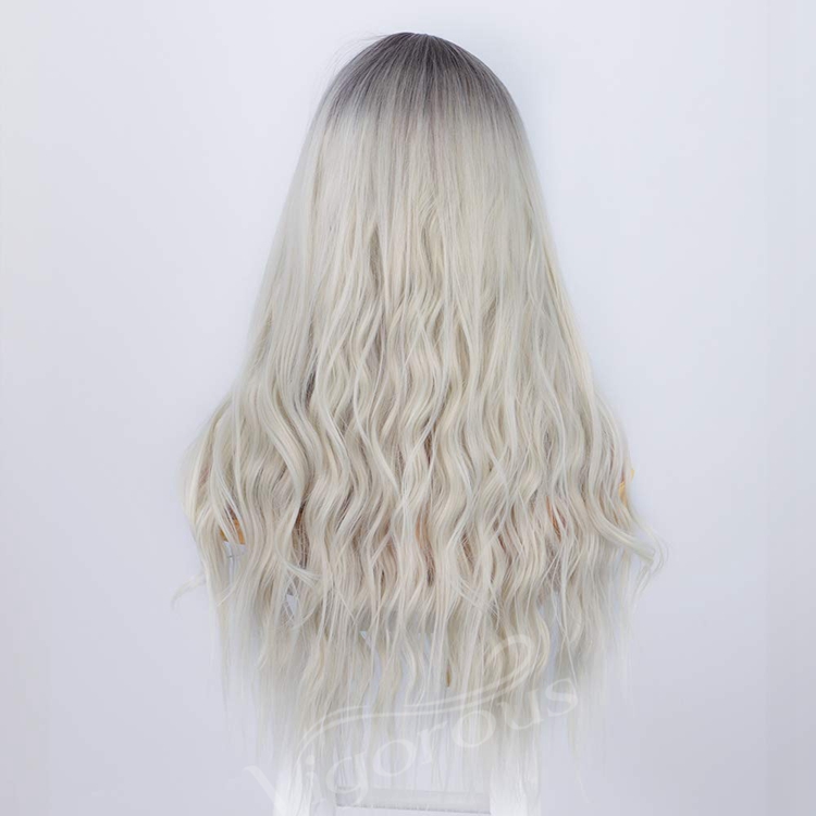 Natural Wave Long Ombre Blonde Middle Part Fiber Synthetic Blend Hair Wig U Part Lace Heat Resistant Black Women Cheap Wholesale