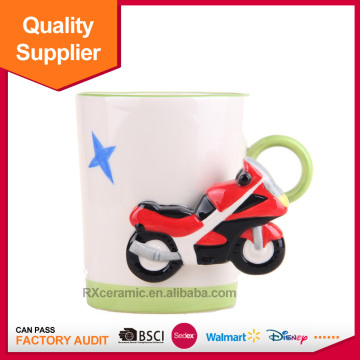 Hand painted 3d ceramic motorcycle coffee mug