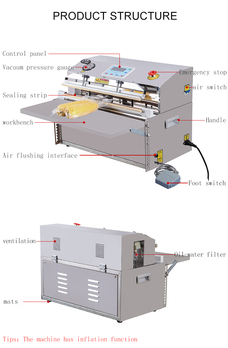 Small Automatic Commercial and household vertical type external stainless steel vacuum packing machine