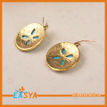 Mode emas kristal Rhinestone putaran Disc pesona Earrings
