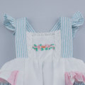 เสื้อผ้าเด็กผ้าฝ้ายและผ้าลินิน Ruffled Romper สำหรับเด็กหญิง 12M-4T