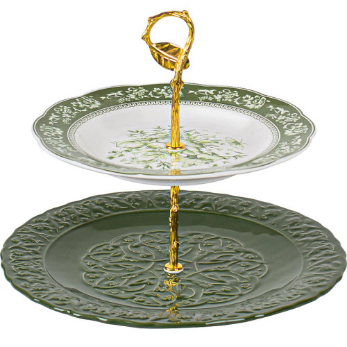 Creative Ceramic Cake Stand a 2 livelli Designer Cake Stand per il prezzo di dessert per feste fatti a mano prezzo all&#39;ingrosso