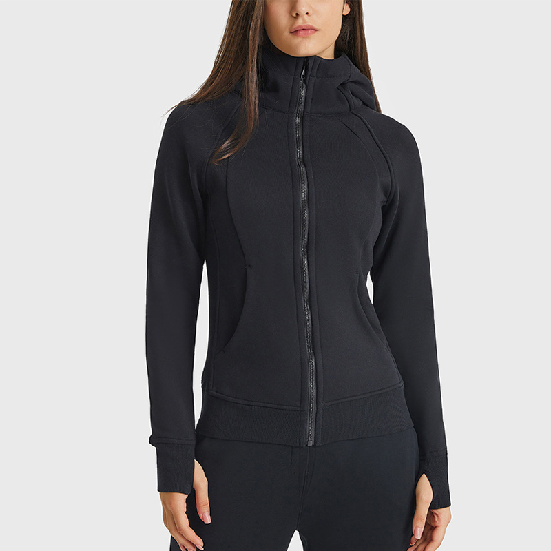 Vestes athlétiques en molleton féminine avec des trous de pouce