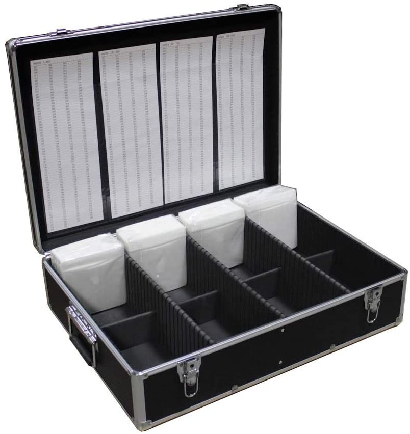 Black Aluminum Media Storage Case Mess-Free Holder Box with Sleeves no Hanger for 1000 CD DVD