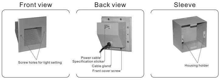 3W IP65 Square LED Recessed Wall Step Light with Ce RoHS