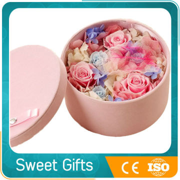 luxury preserved fresh roses in round box for party decoration