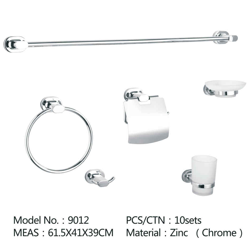 Zinc Chromed Wall Mounted Bathroom Accessory Sets For Paper Holder Towel Bar Robe Hook Glass Shelf Soap Holder Tooth Cup And Toilet Brush