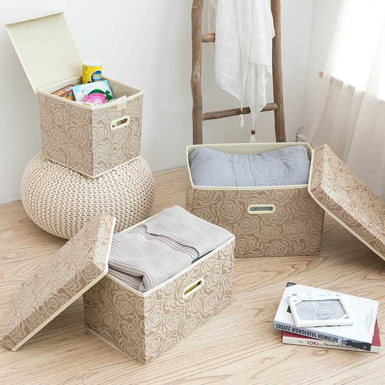 Decorative Mobile Vintage Living Folding Cube Foldable Fabric Clothes Bag Non Woven Clothing Box Home Storage Box