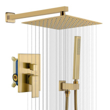 Brushed Brass Gold Shower Faucet Fixtures System