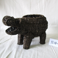 Coffee Rattan Hippo Shape Flower Pot