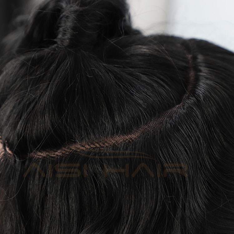 Aisi Hair New Design Long Wavy Natural Black Wig With Ponytail Swiss Lace Wig Body Wave Synthetic Hair Wigs For Women