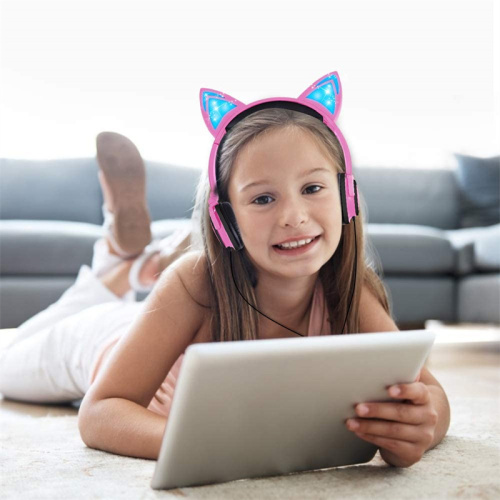 Wired Kids Cat ear Headphones with LED Glowing