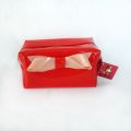Red Square Shape PU Cosmetic Bags With Bow-ties