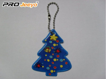 Reflective PVC Christmas tree Key Chain