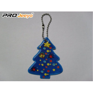 Portachiavi riflettente in PVC con albero di Natale