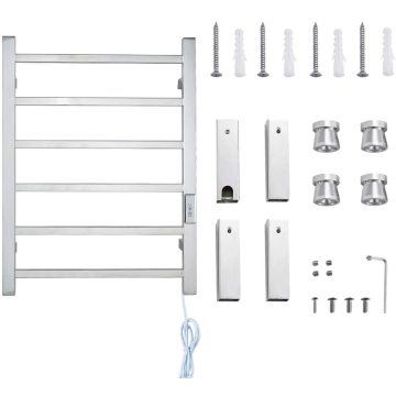 6 Aluminum Wall Mounted Heated Towel Racks