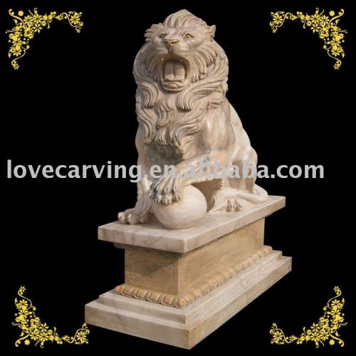 Natural red lion of garden stone sculpture for sale