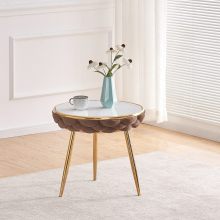 Elegant Round Coffee Table with Ceramic Top