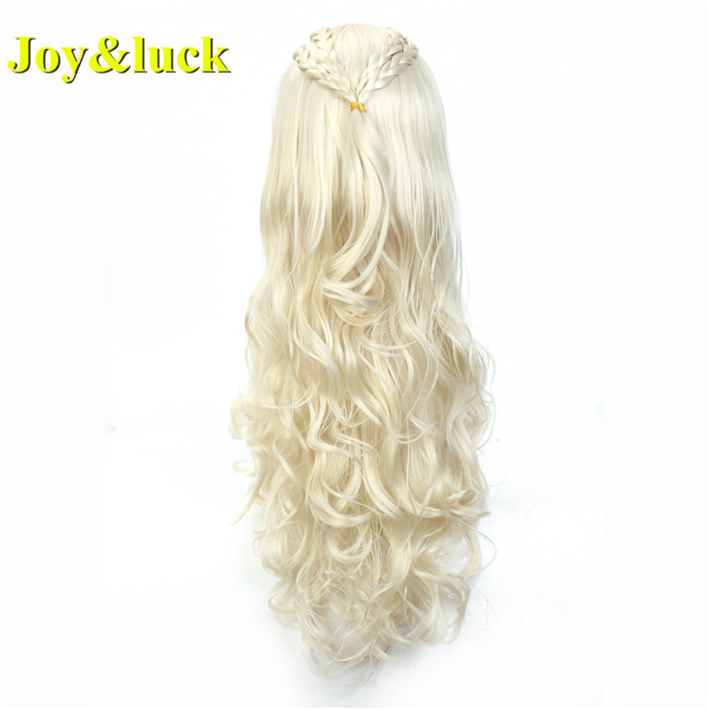 24inch Long Natural Wavy Wig Wholesale Price Blonde Gold Braided Hair Style Costume Cosplay Wig for Women Synthetic Hair Wigs