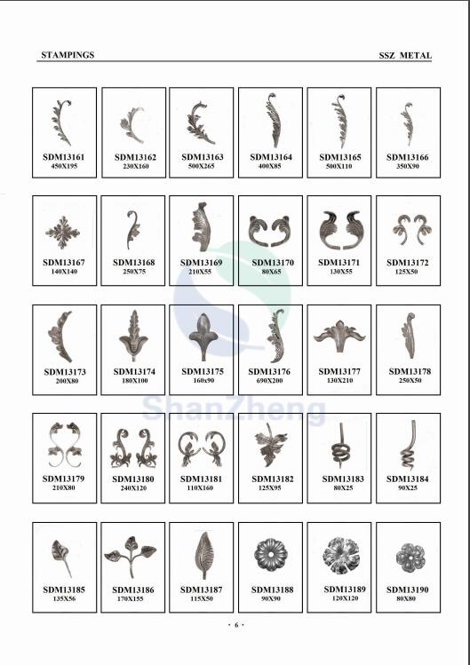 Stamped Driveway Wrought iron Gate handle Stamped Ornaments for Wrought iron Gate Decoration