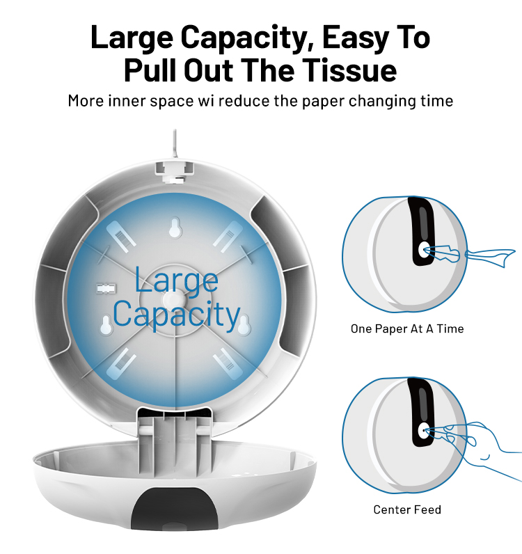 FQ-004 Center feed tissue paper dispenser hand paper Roll towel dispenser white wall toilet paper roll dispenser
