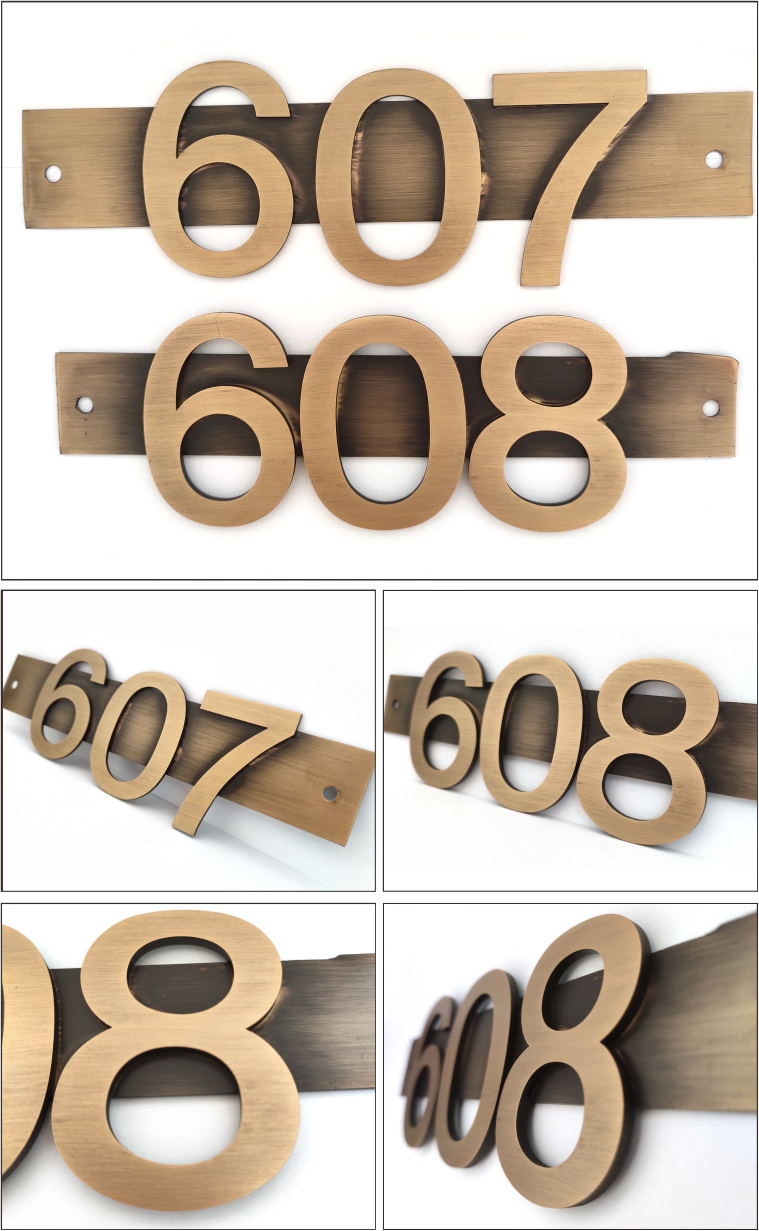 DINGYISIGN Customized Size 3D Metal Brass House Door Number Plate Adhesive Apartment Door Number Letters