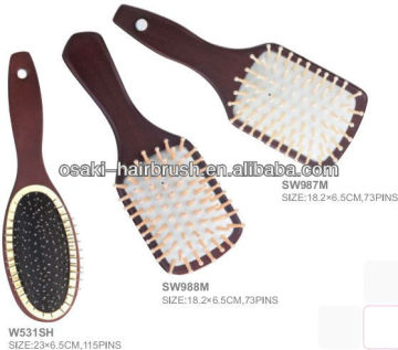 wooden handle flat hair brushes;wooden bamboo