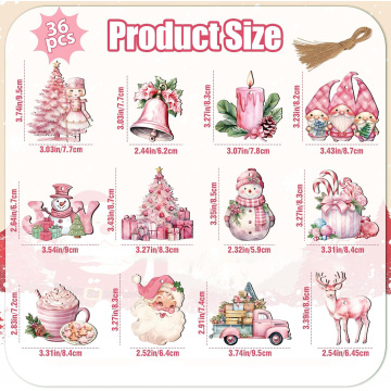 Pembe Suluboya Noel Ahşap Askı Süsleri
