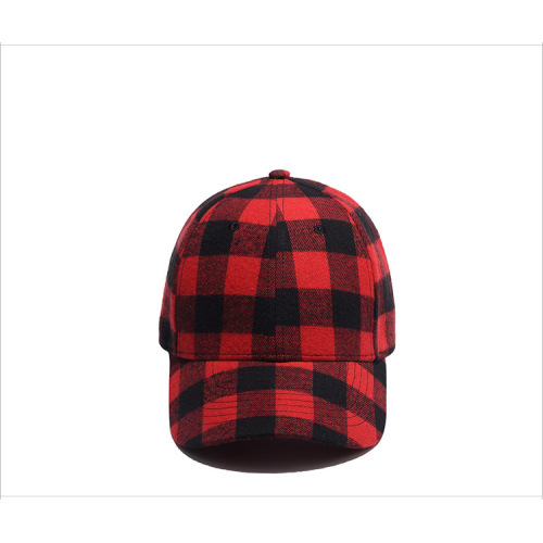 Casquette de baseball en coton à carreaux noir et rouge