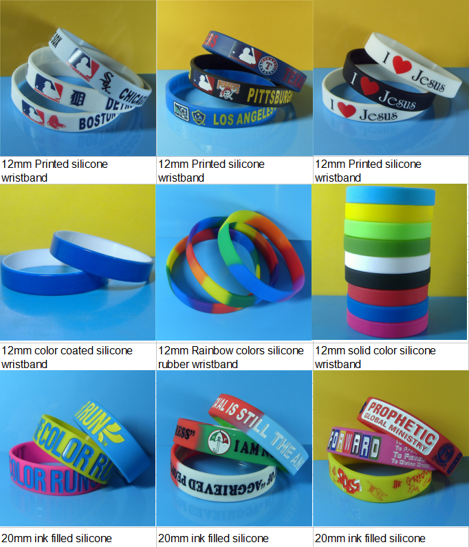 Custom 12mm solid color embossed Silicone Wristbands