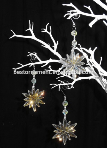 IRIDESCENT CRYSTAL SNOW FLAKE ORNAMENTS