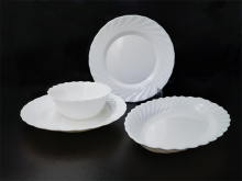 Sustainable Home White Opal Glassware Dish Dinner Sets
