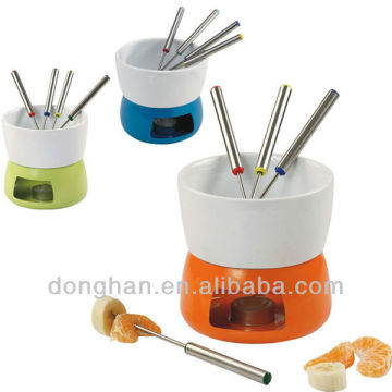 ceramic hot chocolate fondue set / Mini fondue set